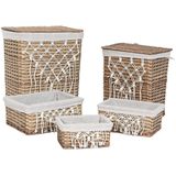 Esprit - Wasmand - Wit - Natuurlijk Vlechtwerk - 47 x 35 x 55 cm - 5 Onderdelen