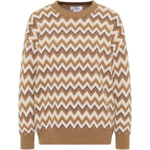 usha - FESTIVAL - Trui - Beige - Ronde Hals - Losse Pasvorm - Lange Mouw