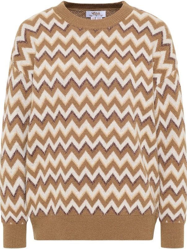 usha - FESTIVAL - Trui - Beige - Ronde Hals - Losse Pasvorm - Lange Mouw