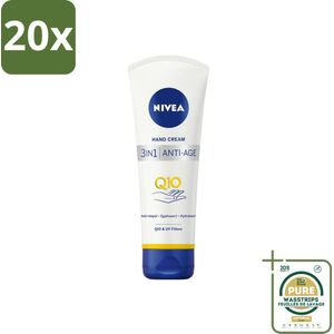 20 x NIVEA - Handcrème - 3-in-1 Q10 Anti-Veroudering - Anti-rimpel - Egaliseert - Hydrateert - 100 ml - Grootverpakking - Handcrème - Anti-aging - Rimpels - Pigmentvlekken - Q10