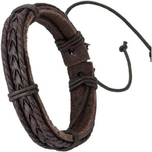 BY-ST6 verstelbare kinder/ tiener armband van leer- kleur bruin