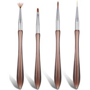 4 stuks nail art kwastenset - veelzijdige nageltekenstift - bloemennageldesign - gradiënpenseel - multifunctionele finelinerkwast - acrylkwast - nagelkwast voor doe-het-zelf nageldesign en creatief gebruik
