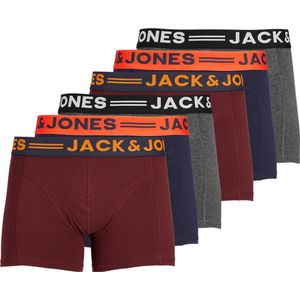 Jack & Jones Boxershorts JACLICHFIELD - 6 pack - Trunks - Burgundy / Navy / Grijs - Heren Onderbroek - Maat M
