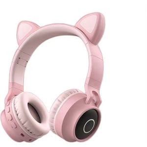 WizBay Premium Select® CAT Ear KIDS LED Headset met Microfoon - LED op de Buitenkant - HD Bluetooth Phone Call - Ingebouwde Microfoon - SD Card - Verstelbare Hoofdband - Soft Zuurstof doorlatend Ear Pads - Headset Draadloos - Kleur Roze
