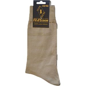 Heren sokken - 2 paar - dunne sokken - 100% katoen - naadloos - licht kakigroenbeige - heren maat 43/46