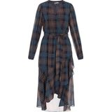 DreiMaster - Vintage Jurk - Blauw - 7/8 Lengte - Lange Mouw - Geruit