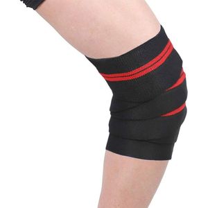Kniebandage Kniebrace - Set van 2 - Knie Ondersteuning - Compressie Kniebescherming - Optimale Ondersteuning voor Squatten - ZwartRood
