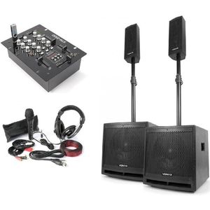 Vonyx 2.2 DJ Speakerset met mixer en gratis accessoires