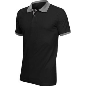 SOLS Prins Unisex Contrast Pique Korte Mouw Katoenen Poloshirt (Zwart lichtgrijs)