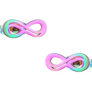 Aramat Jewels - Regenboog oorbellen infinity zweerknopjes - Chirurgisch staal - 9x4mm - Een kleurrijke en symbolische keuze - Geschikt voor dames en heren - Cadeautip - Feestdagen