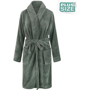 Grote maten badjas unisex- sjaalkraag badjas van fleece - Plus size - groen 5XL/6XL