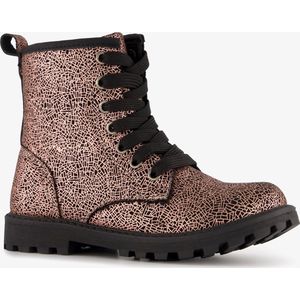 Blue Box meisjes veterboots metallic roze zwart - Maat 28