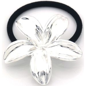 Luxe Haarelastiek | Cadeau | Zilver | Metaal | Haaraccessoires | Elastisch | Haarring | Haarband | Bloem Design | 1 stuk
