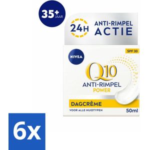 6 x NIVEA - Q10 POWER Dagcrème - Anti-Rimpel Crème - SPF 30 - Voor alle huidtypen - Met Q10 & Creatine - Collageenversterker - 50 ml - Anti-rimpel Crème - Dagcrème - NIVEA Q10 - Collageen Booster - SPF 30