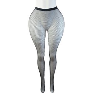 BamBella ® - Panty -Onesize - gaas maillot dunne pantys Dames - Onesize - lingerie van kant zwart met steentjes