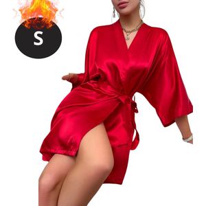 Bovista Satijnen Jurk - Slipdress - Pyama Dames - Badjas - Ochtendjas - Kimono - Erotisch - Kamerjas - Rood S