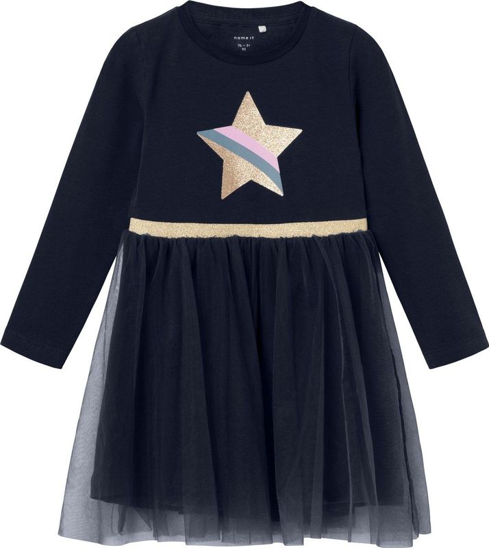 NAME IT - NMFNASTAR LS DRESS - Jurk - Meisjes - Lange Mouwen - Glitterdetail