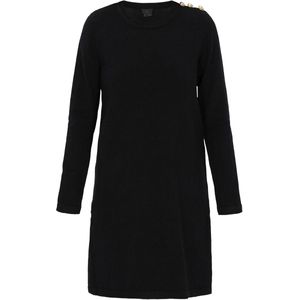 DreiMaster - Klassik - Gebreide Jurk - Zwart - Korte Mouwen