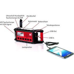 Multifunctionele noodradio powerbank - AM/FM-radio - dynamo zaklamp - oplaadbare batterijen - USB kabel