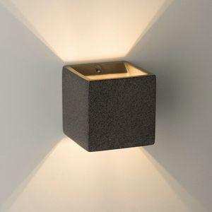 DMQ Wandlamp Industrieel Beton Macon - Vierkant - Donkergrijs Sandstone Black