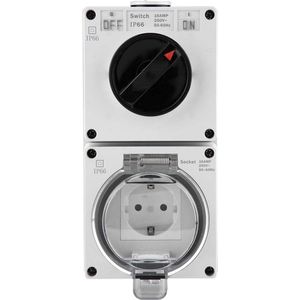 Buitenstopcontact enkel - Stopcontact met schakelaar - Tuinstopcontact - Wandcontactdoos - Buiten - Stopcontact - met Schakelaar - IP66 Waterdicht