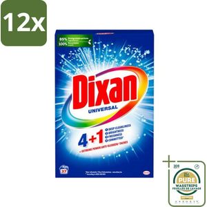 Dixan Universal - Waspoeder en Vlekverwijderaar - Extreme Power - Witte en Gekleurde Was - 37 Wasbeurten - Voordeelverpakking - 12 stuks - Wasmiddel - Waspoeder wit