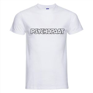 Psychopaat T-shirt - 100% Katoen - Maat XS - Classic Fit - Wit