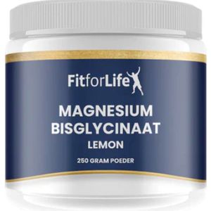 Fit for Life Magnesium bisglycinaat poeder (lemon) - Zonder magnesiumoxide - Versterkt door de ingrediënten Vitamine B6, L-Glycine en Taurine - 250 gram - 100 doses