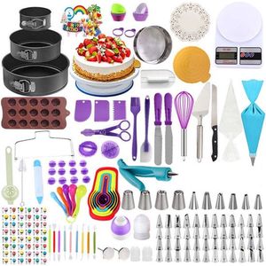 LotaHome - Taart en Cake Decoratie Set - 412 Delig - Met Weegschaal - Complete Set - Cadeau - Taart Bakken Accessoire Set - Taartversiering - RVS Spuitmondjes - Taart draaiplateau - Spuitzakken - Glaceermessen - Luxe Geschenk Verpakking
