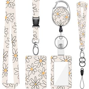 Nek en Pols Keycords met Uittrekbare Sleutelhanger & Badgehouder - Afneembare Lanyard - Trekkoord Badge Pashouder - Clip Keykoord - Intrekbare Houder voor Kaart/Sleutels - Universeel Telefoon, GSM Koord - Sleutelkoord/Nekkoord - Telefoonkoord Ketting