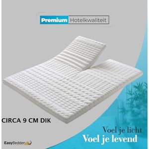 Easy Bedden SPLIT Topper matras 200x200 – Topdekmatras - HR45 Koudschuim – Antibacterieel - Orthopedisch Verantwoord - 4 Seizoenen - Premium Wasbare Afritsbare Hoes - circa 9 cm dik