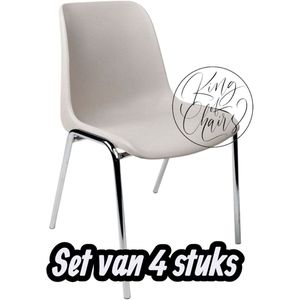 Kantinestoel Helene Lichtgrijs -set van 4- verchroomd onderstel kantinestoel stapelstoel kuipstoel vergaderstoel tuinstoel kantine stoel stapel stoel tuin stoel kantinestoelen stapelstoelen kuipstoelen arenastoel schoolstoel bezoekersstoel Everardo