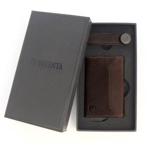 Valenta Geschenkenset - Bruine Leren Vintage Pasjeshouder Sleeve en Bijpassende Sleutelhouder - Luxe Cadeaudoos