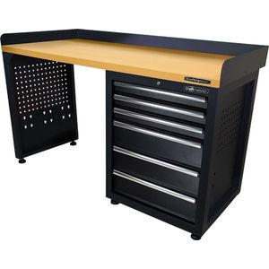 Kraftmeister werkbank 150 cm - Werktafel met 6 laden en MDF werkblad - Zwart