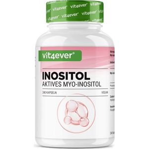Myo-inositol 1500 mg per dag – 240 vegan capsules met hoge dosering – Zuiver inositol als belangrijk bestanddeel van de celstofwisseling – Zonder onnodige toevoegingen - Vit4ever