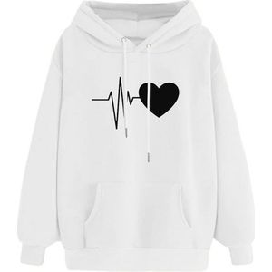 Dames Hoodie met Hartprint - Modieuze Sweatjack voor Herfst en Winter
