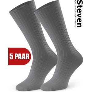 STEVEN - 76% Bamboe Sokken Zonder Elastiek - Heren Sokken Maat 43 44 45 46 - Multipack 5 Paar - Diabetes Medische Sokken - Effen Licht Grijs - Comfort Kwaliteit Duurzaamheid