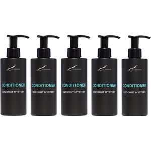 Hairconditioner Coconut Mystery 300 ml - met pomp - zwarte fles - set van 5 stuks - Voordeelverpakking