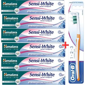 Himalaya Herbals Sensi White Tandpasta - 6 x 75 ml - Speciaal Voor Gevoelige Tanden - Vegan Toothpaste - Tandpasta Zonder Fluoride en Parabenen - Tandpaste Voordeelverpakking