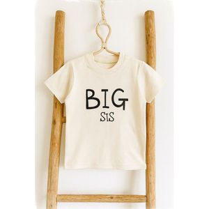 BIG SIS T-shirt - Peace - Zwangerschaps aankondiging - Grote zus - maat 12-18 maanden
