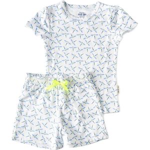 Little Label Pyjama Meisjes Maat 92 - blauw, wit - Zachte BIO Katoen - Shortama - 2-delige zomer pyama meisjes - Hartjes