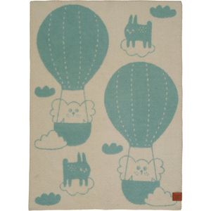 Klippan - Wiegdeken - Balloon - Blauw/Beige - 50% Gerecycled Wol/50% Lamswol