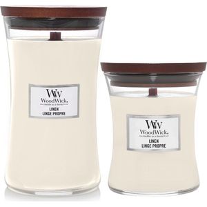 WoodWick Duo Large & Medium Candle Linen