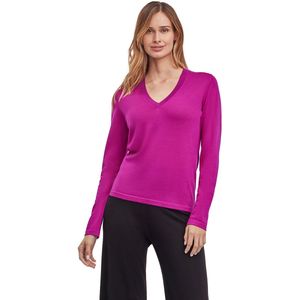 FALKE Basic New Merino V-Neck elegante klassieker wol trui dames roze - maat XS