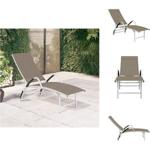 vidaXL Lounger XL - Taupe - (170-193) x 60.5 x (96-51) cm - Verstelbaar - Ligbed