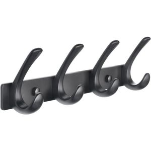 Zwarte Wandkapstok - Heavy Duty Massief Aluminium Haken voor Jassen, Handdoeken en Tassen