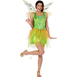 Funny Fashion - Tinkerbell Kostuum - Elf Eliane - Vrouw - Groen - Maat 36-38 - Carnavalskleding - Verkleedkleding
