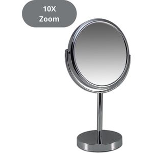 Metalen spiegel standspiegel 10x vergroting - Ø18cm