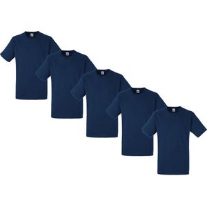Fruit of the Loom - 5 stuks American Heavy T-shirts Ronde Hals - Blauw - XL