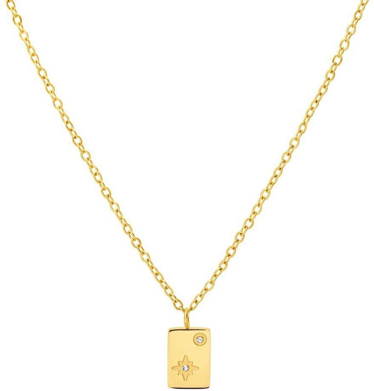 Lucardi - Stalen Ketting - Zilverkleurig - Staal - 47 cm